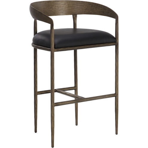 Zanatta 38.75 inch Charcoal Black Leather Barstool